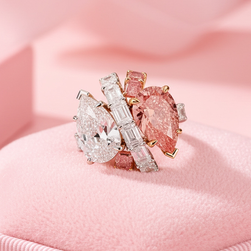 Sotiya Toi et Moi Crossover Pear Cut Two Stone Engagement Ring Sterling Silver-Sotiya