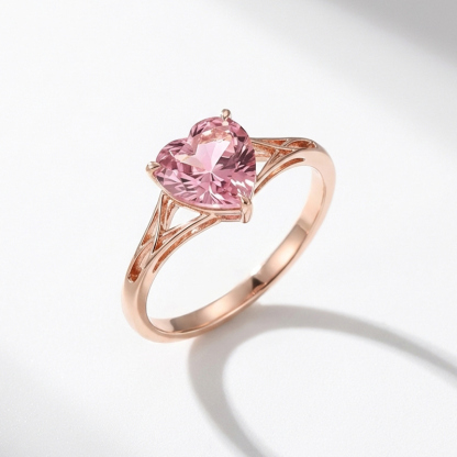 Sotiya Unique Twist Pink Heart Fantasy Starbrite Cut Engagement Ring Sterling Silver-Sotiya