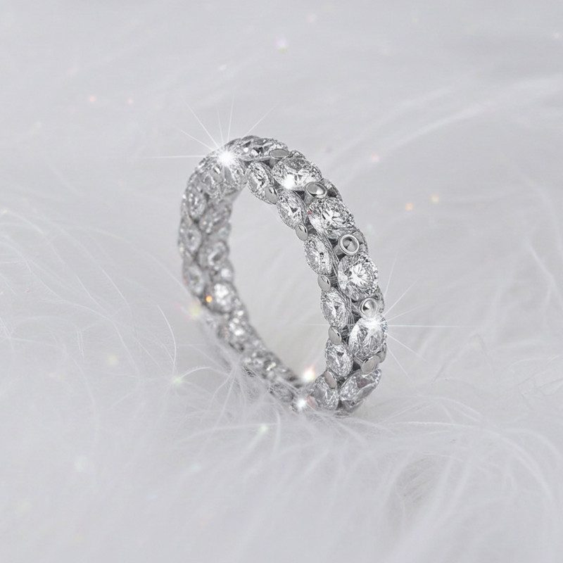 Sotiya Fully Inlaid Women's Wedding Ring Eternity Band Sterling Silver-Sotiya