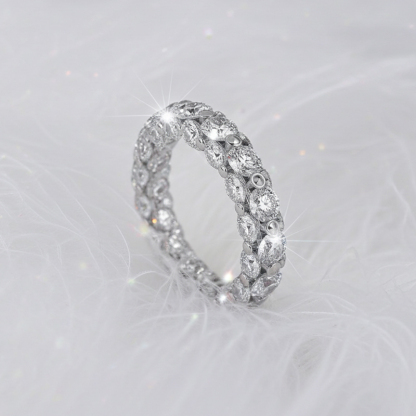 Sotiya Fully Inlaid Women's Wedding Ring Eternity Band Sterling Silver-Sotiya