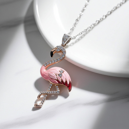Sotiya Flamingo Pink Enamel Pendant Necklace-Sotiya