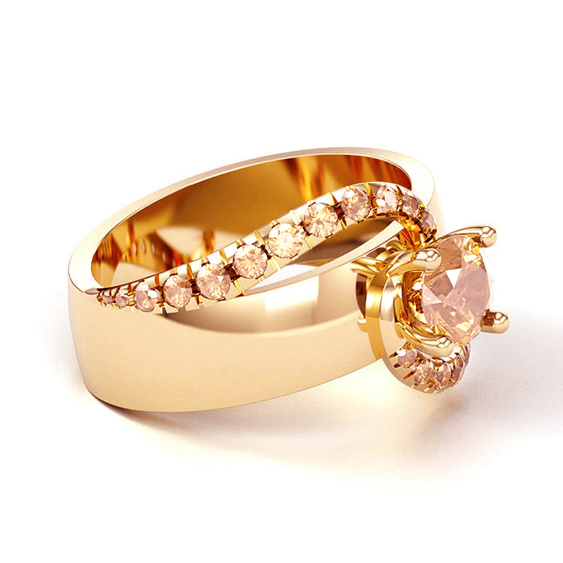 Sotiya Bypass Round Cut Cigar Coffee Engagement Ring Sterling Silver