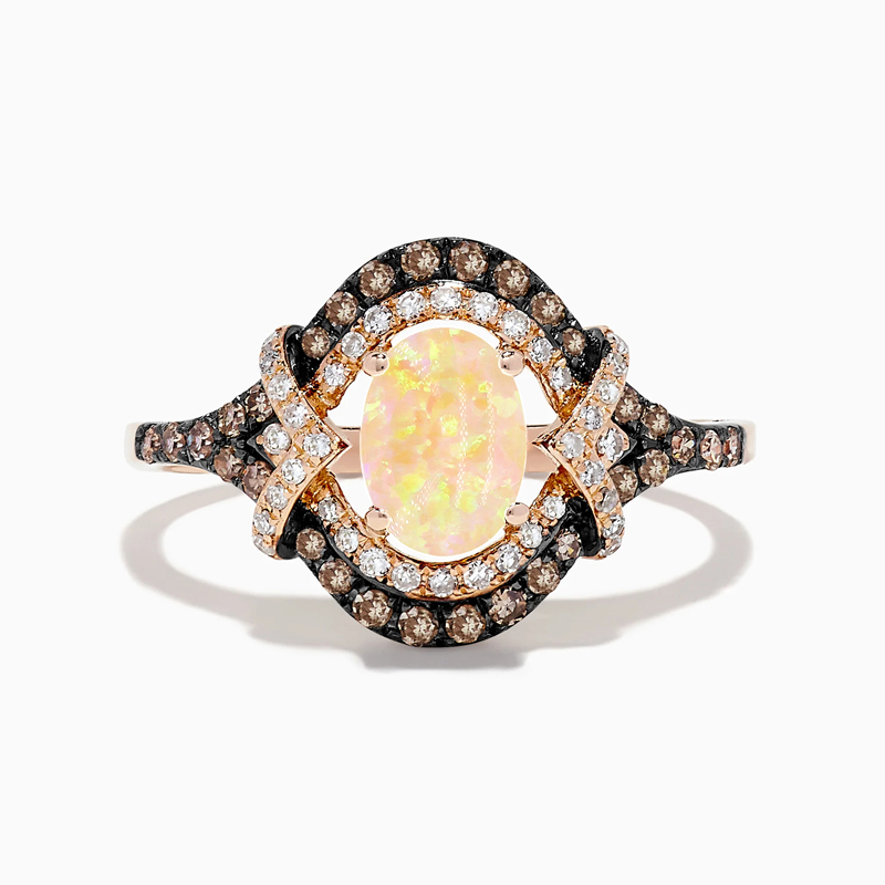 Sotiya Two Tone Halo Oval Cut Opal Coffee Engagement Ring Sterling Silver-Sotiya