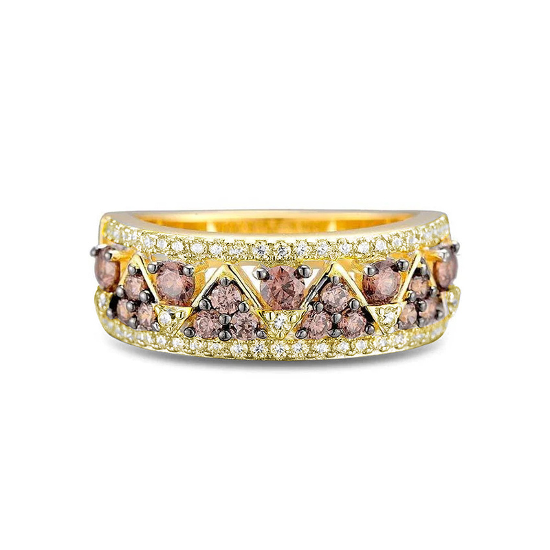 Sotiya Two Tone Round Cut Coffee Women's Wedding Ring Sterling Silver