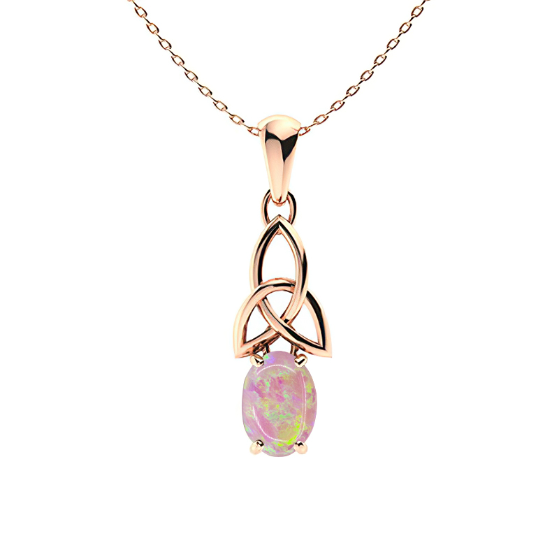 Sotiya Opal Oval Cut Celtic Knot Necklace Sterling Silver-Sotiya