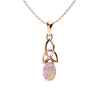 Sotiya Opal Oval Cut Celtic Knot Necklace Sterling Silver-Sotiya