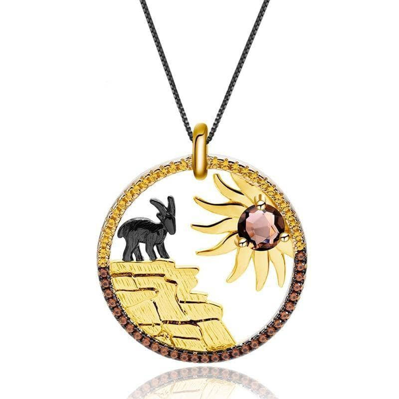 Sotiya Coffee Natural Smoky Quartz Animal Nature Inspired Necklace Sterling Silver-Sotiya