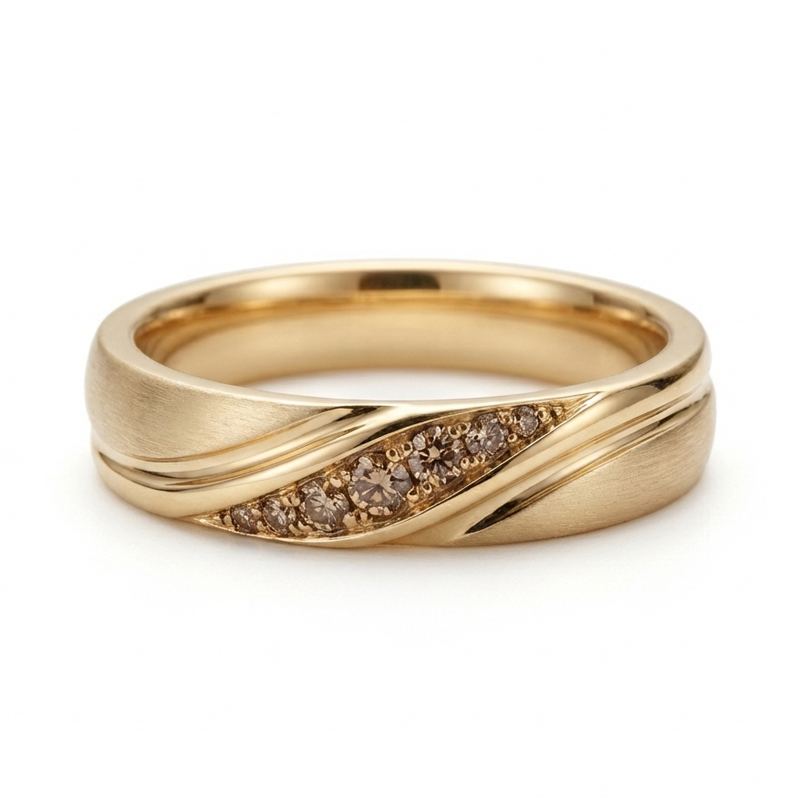 Sotiya Curved Design Round Cut Coffee Couple Rings Sterling Silver-Sotiya