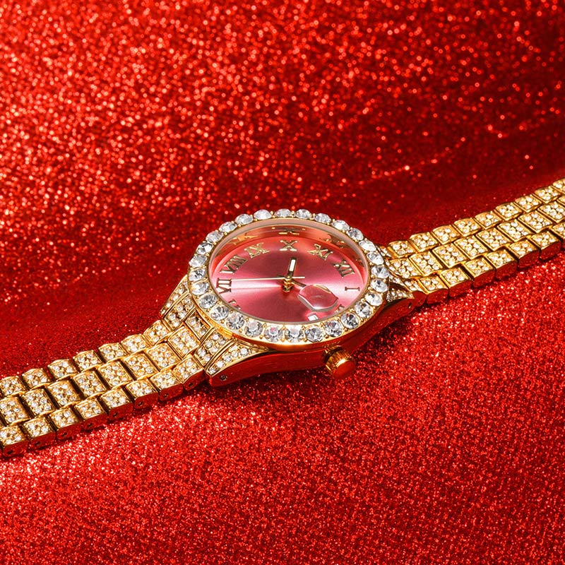 Sotiya Pink Dial Roman Numeral Waterproof Quartz Luminous Watch-Sotiya