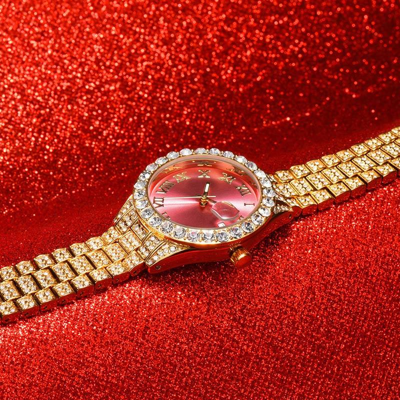 Sotiya Pink Dial Roman Numeral Waterproof Quartz Luminous Watch-Sotiya