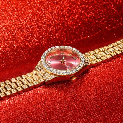 Sotiya Pink Dial Roman Numeral Waterproof Quartz Luminous Watch-Sotiya