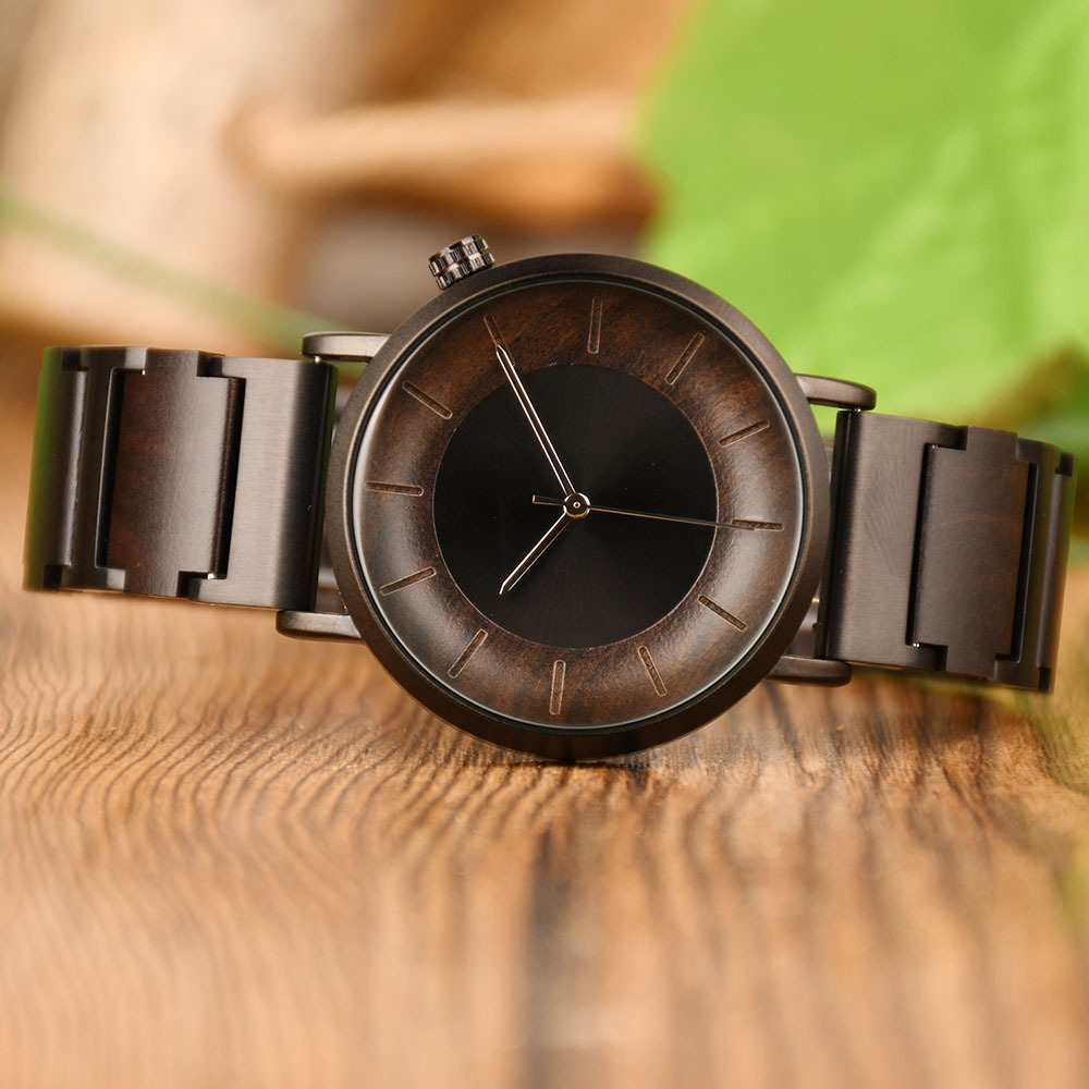 Sotiya Walnut Quartz Coffee Wooden Couple Watch