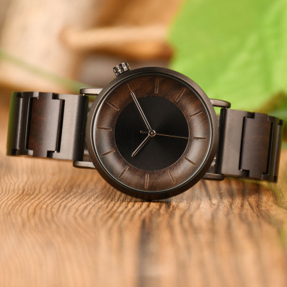 Sotiya Walnut Quartz Coffee Wooden Couple Watch