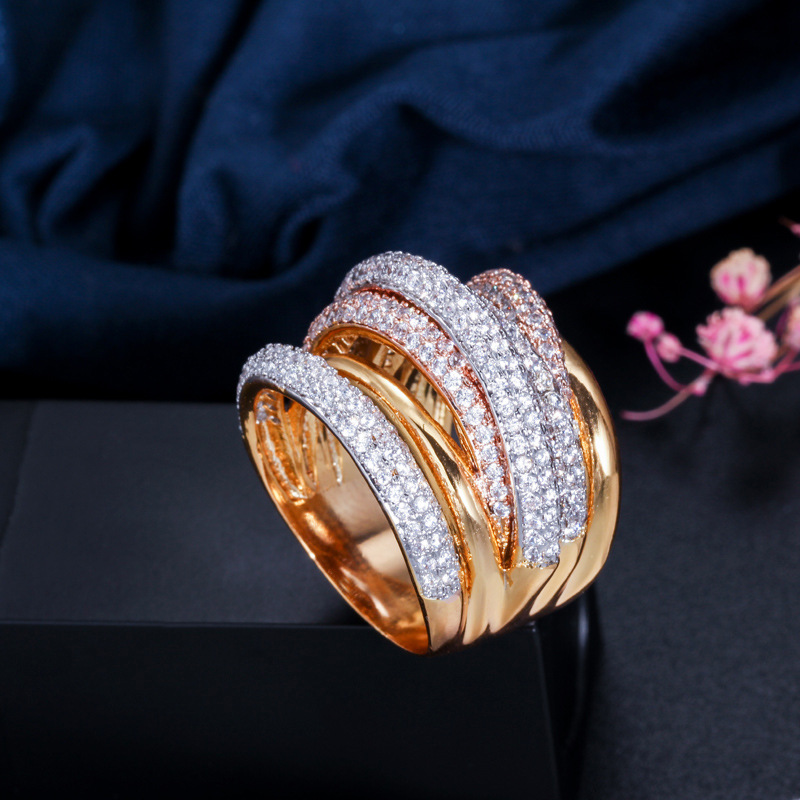 Sotiya Unique Intertwined Five-row Cocktail Ring-Sotiya
