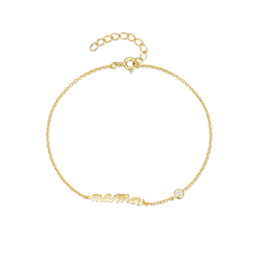 Sotiya Polished Letter Mama Bracelet Sterling Silver-Sotiya