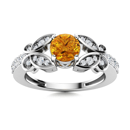 Sotiya Customizable 12 Birthstone Butterfly Round Cut Engagement Ring Sterling Silver