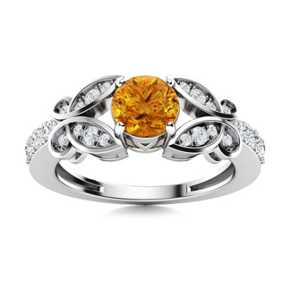 Sotiya Customizable 12 Birthstone Butterfly Round Cut Engagement Ring Sterling Silver