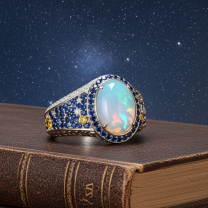 Sotiya Artist Collection Famous Painting Starry Night Opal Engagement Ring Sterling Silver-Sotiya