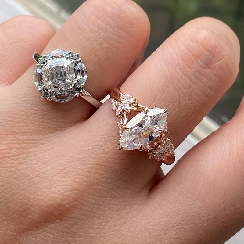 Sotiya Vintage Marquise Cut Vine Cluster Engagement Ring Sterling Silver-Sotiya