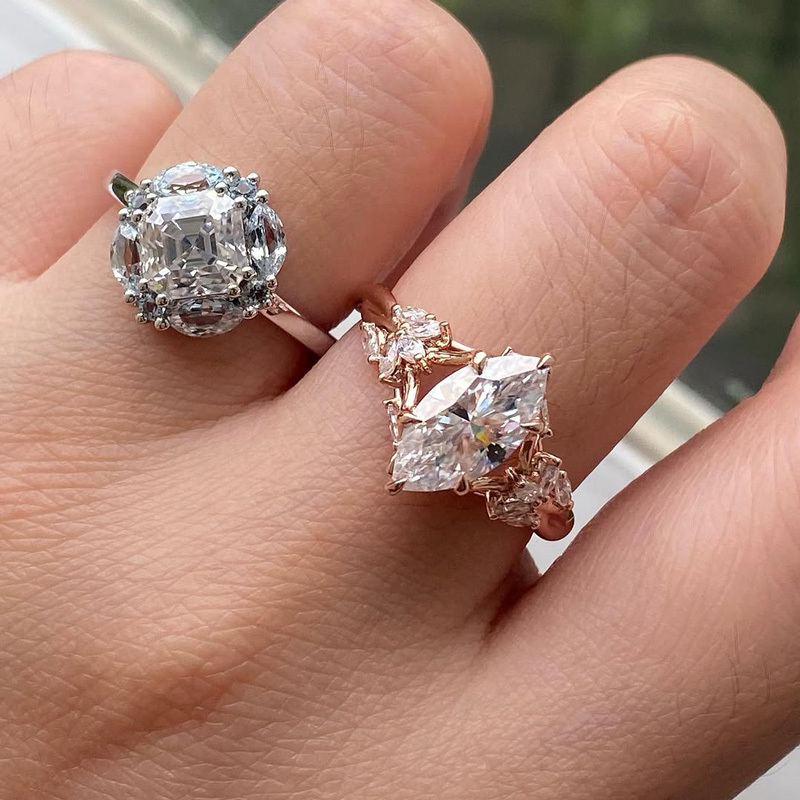 Sotiya Vintage Marquise Cut Vine Cluster Engagement Ring Sterling Silver-Sotiya