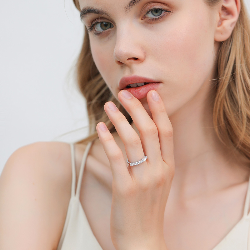 Sotiya Round Cut Moissanite Anniversary Ring Sterling Silver-Sotiya