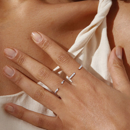 Sotiya Twin Star Round Cut Moissanite Women's Wedding Ring Sterling Silver-Sotiya