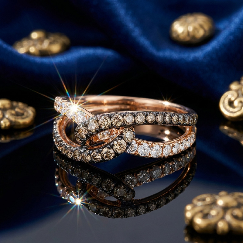 Sotiya Bypass Round Cut Coffee Women's Wedding Ring Sterling Silver