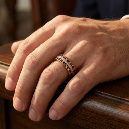 Sotiya Leopard Print Coffee Unisex Eternity Ring Sterling Silver-Sotiya