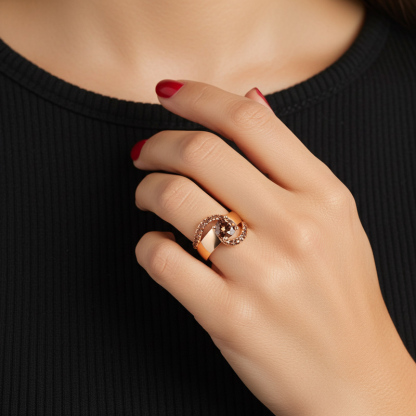 Sotiya Bypass Round Cut Cigar Coffee Engagement Ring Sterling Silver