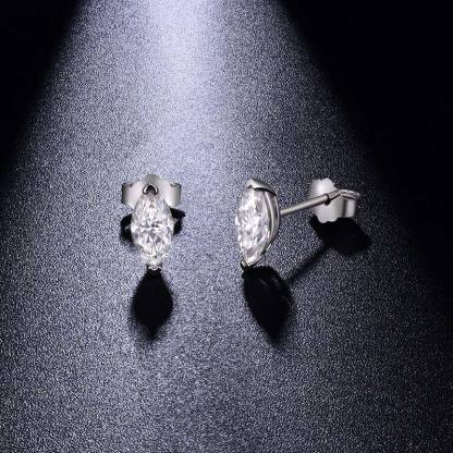 Sotiya Solitaire Marquise Cut Moissanite Stud Earrings Sterling Silver-Sotiya