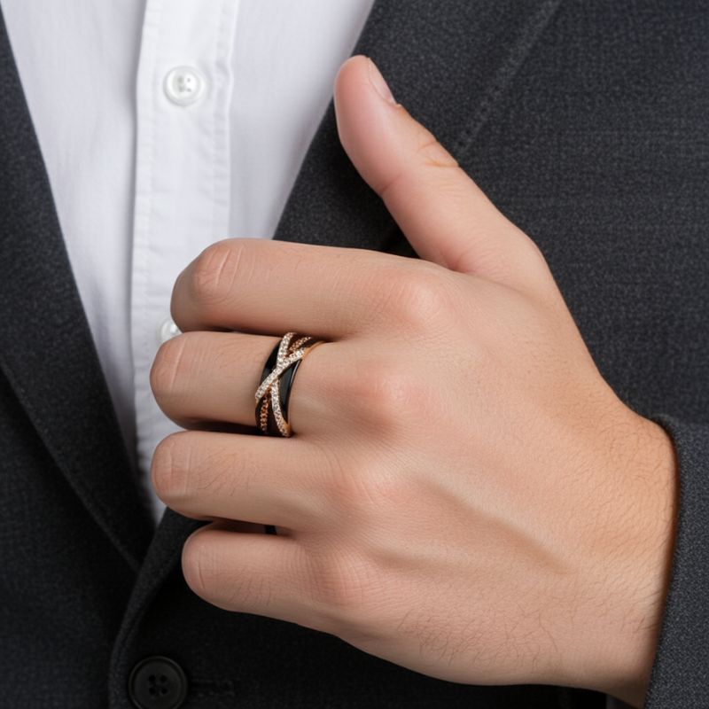 Sotiya Cross Knot Coffee Unisex Wedding Ring Sterling Silver-Sotiya