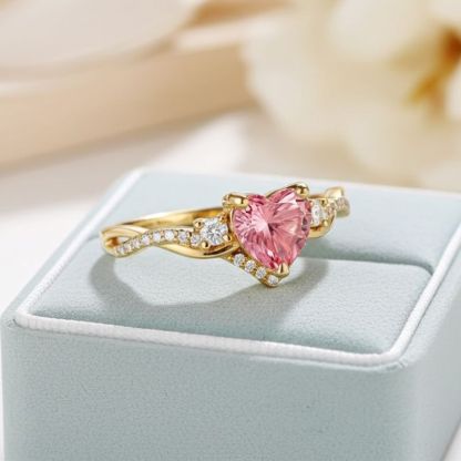 Sotiya Nature Inspired Twist Pink Heart Fantasy Starbrite Cut Engagement Ring Sterling Silver-Sotiya