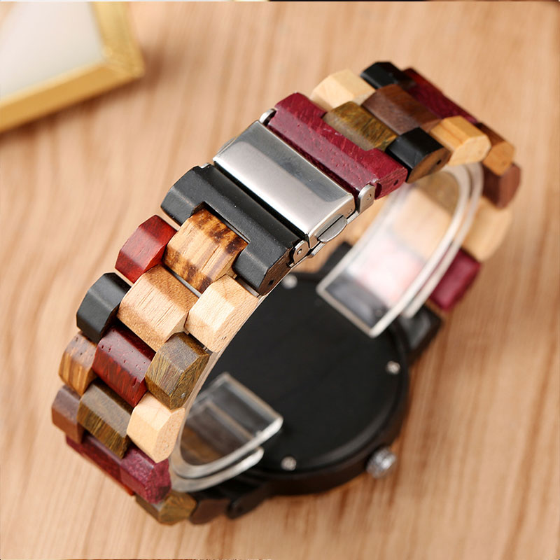 Sotiya Colorful Four-color Splicing Dial Couple's Wooden Watch-Sotiya