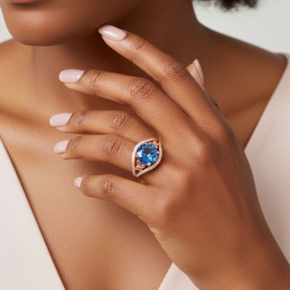 Sotiya Butterfly Round Cut Coffee Engagement Ring Sterling Silver-Sotiya