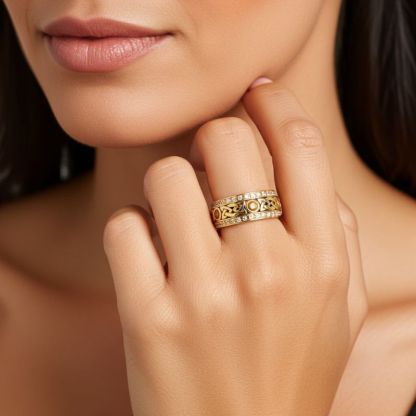 Sotiya Vintage Celtic Knot Round Cut Coffee Unisex Eternity Ring Sterling Silver