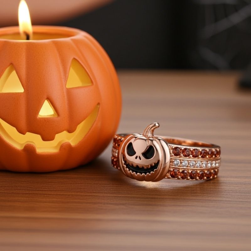 Sotiya Chocolate Skull Pumpkin Inspired Cocktail Ring Sterling Silver-Sotiya