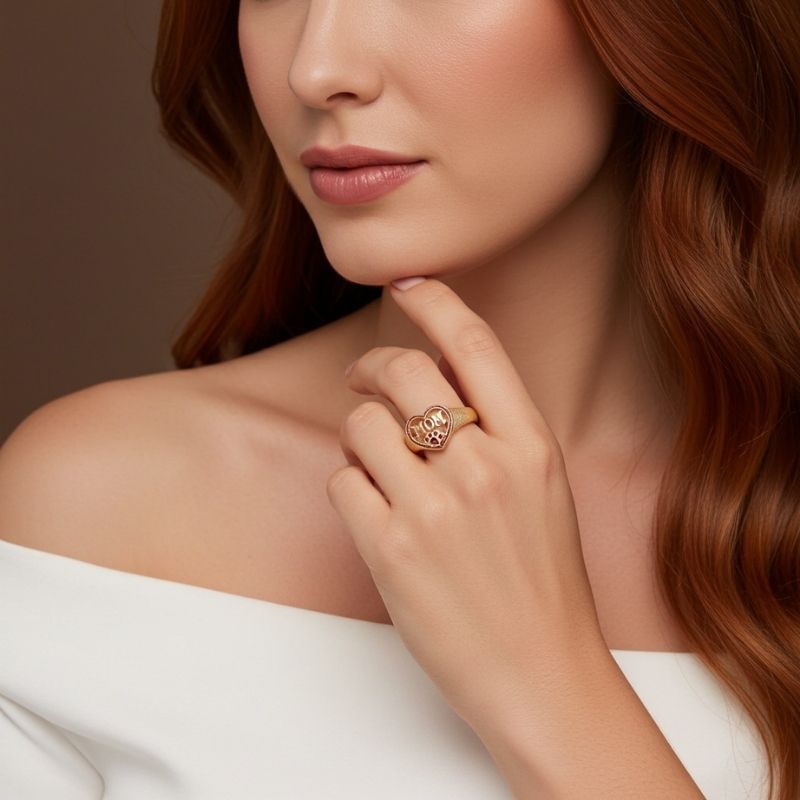 Sotiya Best Buds Comic Dog Paw Inspired Love MOM Ring Sterling Silver-Sotiya