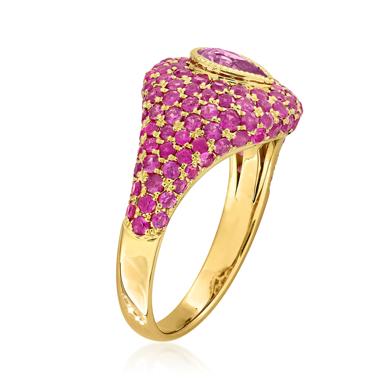 Sotiya Hot Pink Pear Cut Signet Ring Sterling Silver-Sotiya