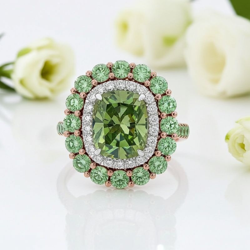 Sotiya Cathedral Double Halo Cushion Cut Engagement Ring Sterling Silver-Sotiya