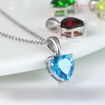 Sotiya 12 Birthstones Heart Cut Necklace Sterling Silver