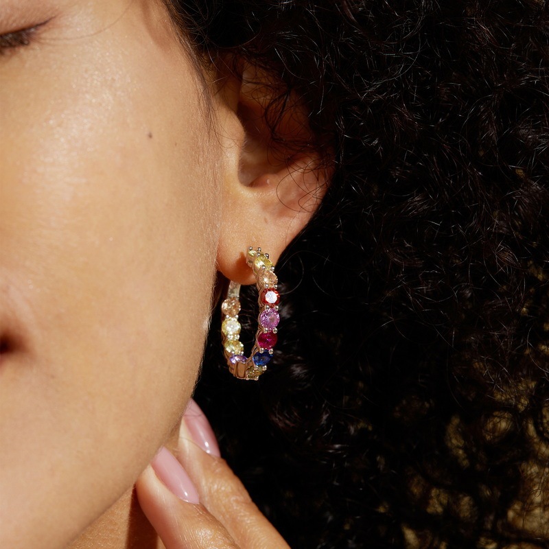 Sotiya Multi Color Rainbow Hoop Earrings Sterling Silver-Sotiya