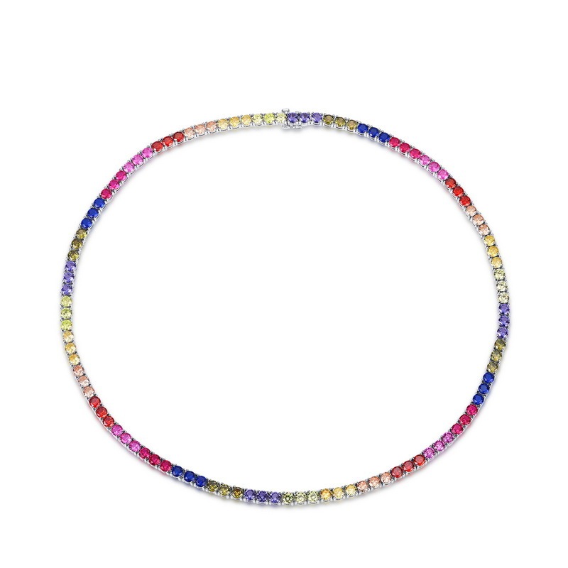 Sotiya Multi Color Rainbow Tennis Necklace Sterling Silver-Sotiya