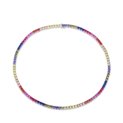 Sotiya Multi Color Rainbow Tennis Necklace Sterling Silver-Sotiya