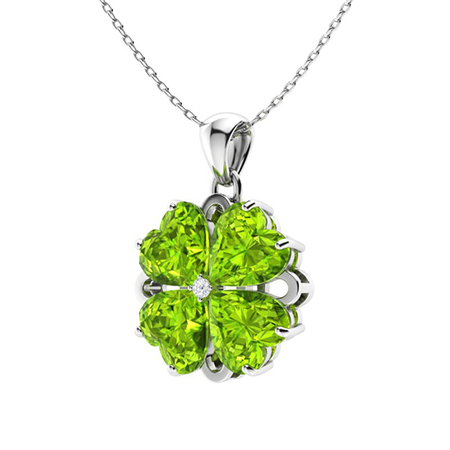 Sotiya Customizable 12 Birthstones Four Leaf Clover Flower Heart Cut Necklace Sterling Silver-Sotiya