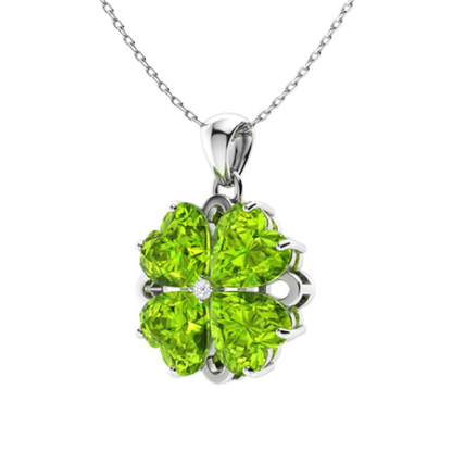 Sotiya Customizable 12 Birthstones Four Leaf Clover Flower Heart Cut Necklace Sterling Silver-Sotiya