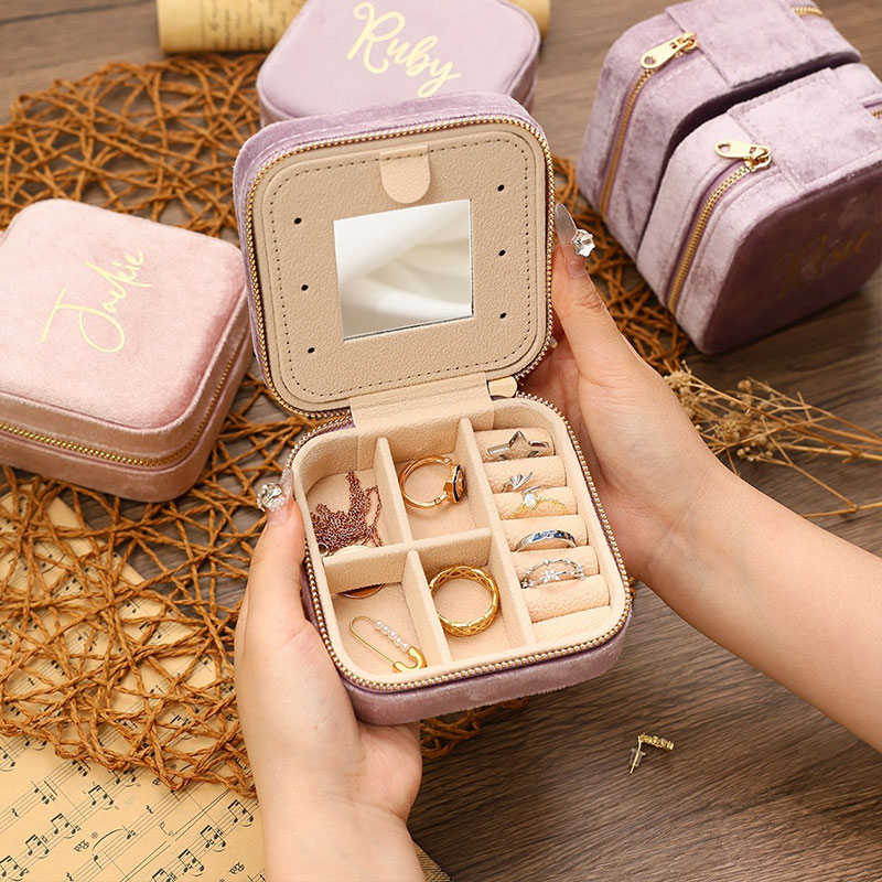 Sotiya Customized Gold Stamping Name Velvet Jewelry Box-Sotiya
