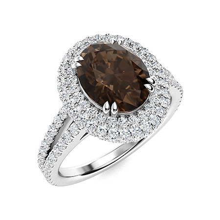 Sotiya Split Shank Double Halo Coffee Oval Cut Engagement Ring Sterling Silver-Sotiya