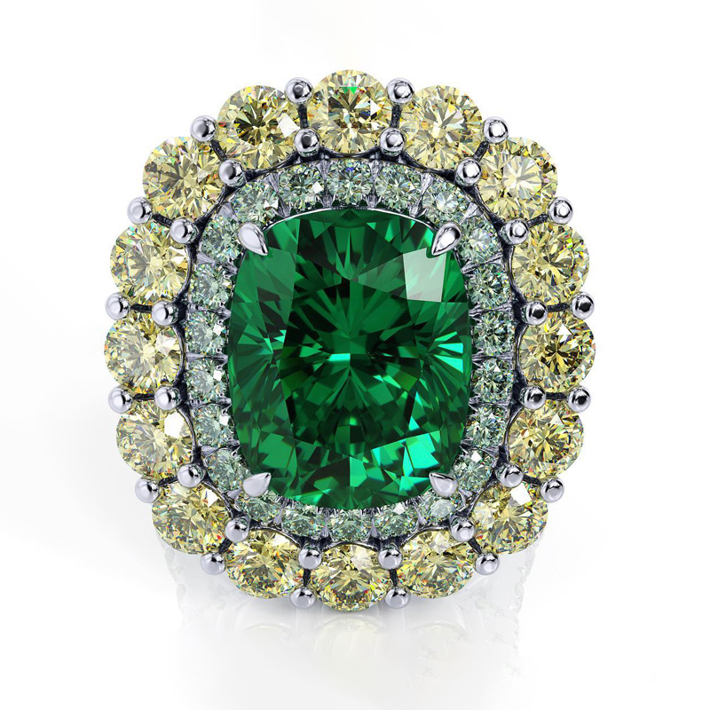 Sotiya Cathedral Double Halo Cushion Cut Engagement Ring Sterling Silver-Sotiya