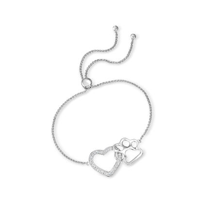 Sotiya Heart Paw Print Bolo Bracelet Sterling Silver-Sotiya