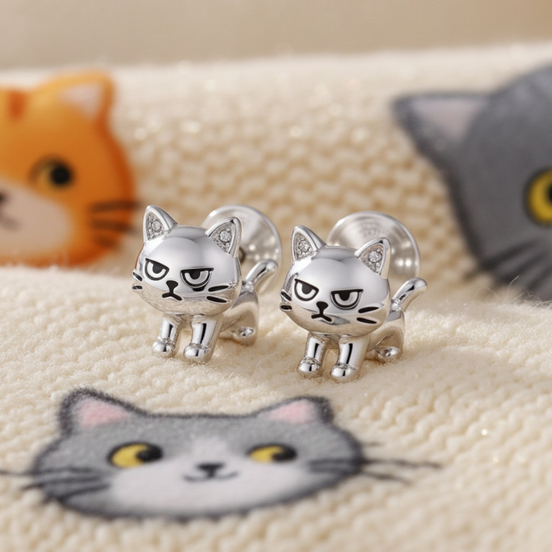 Sotiya Grumpy Cat Stud Earrings-Sotiya